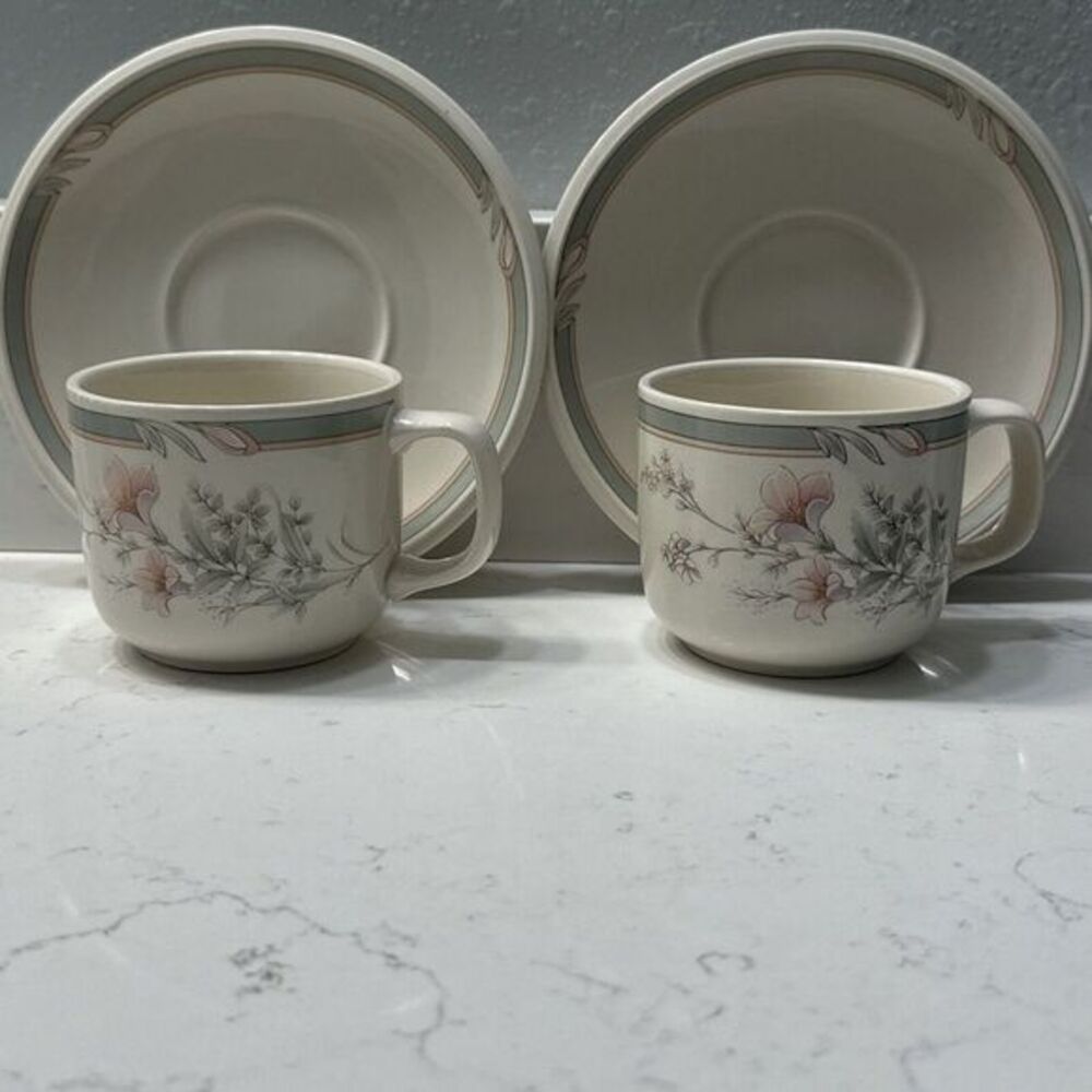Keltcraft Misty Isle Collection Noritake Deerfield Pattern -‎ 2 Cups And Saucers - Picture 11 of 11